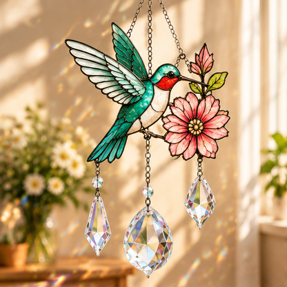 Hummingbird Stained Glass Suncatcher