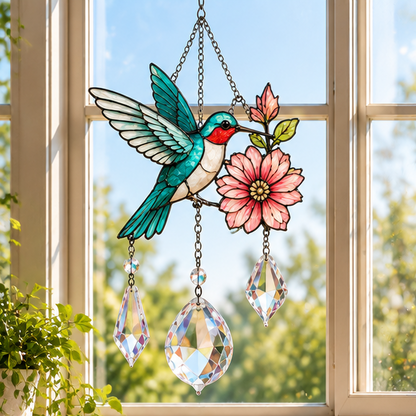 Hummingbird Stained Glass Suncatcher