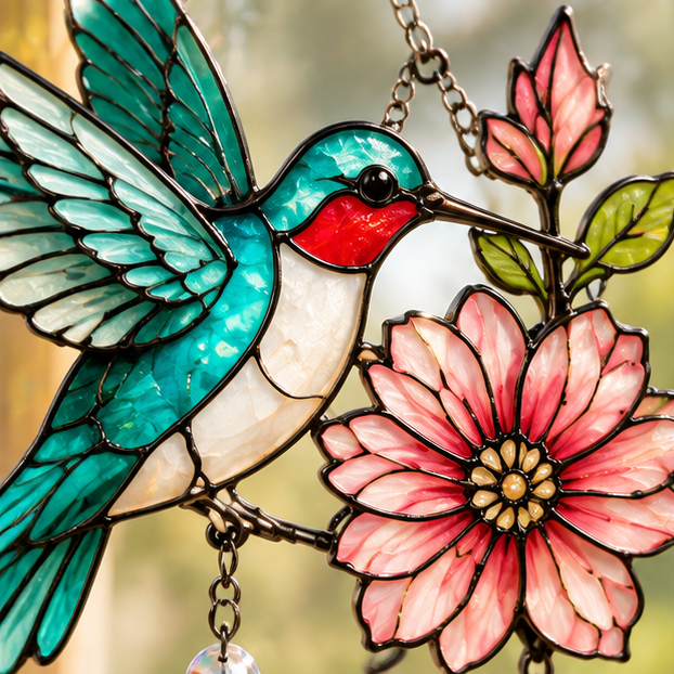 Hummingbird Stained Glass Suncatcher