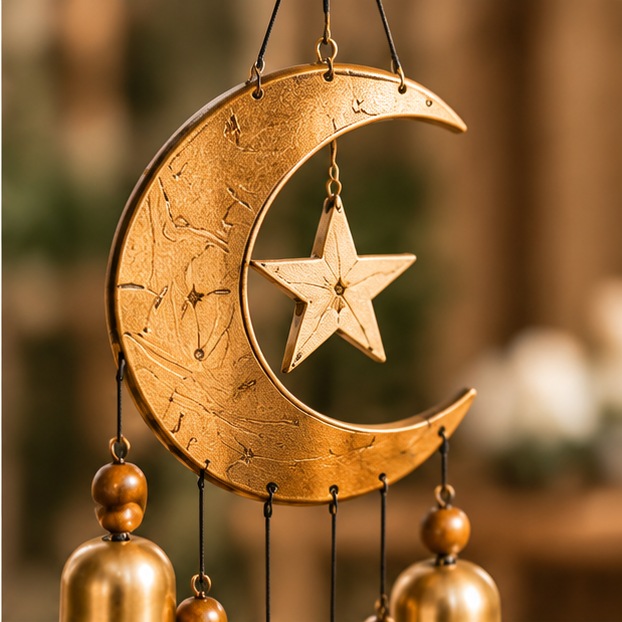 Moon & Star Golden Wind Chime