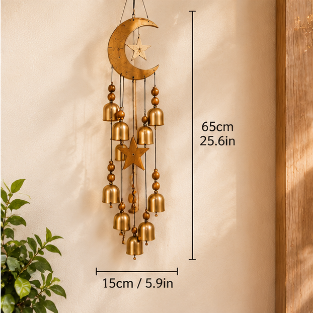 Moon & Star Golden Wind Chime