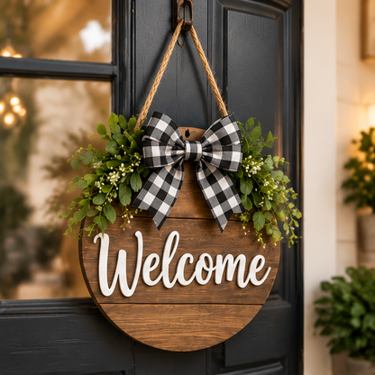 Rustic Wooden Welcome Door Sign