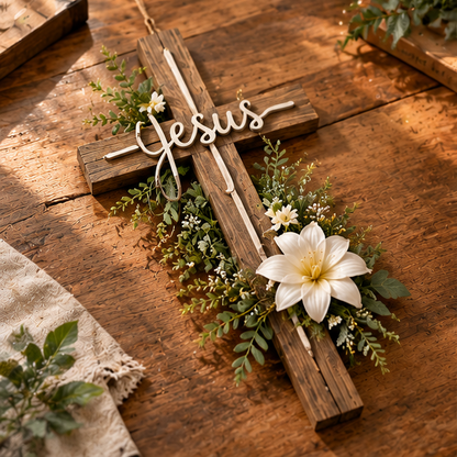 Rustic Wooden Jesus Cross Wall Decor