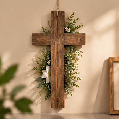 Rustic Wooden Jesus Cross Wall Decor
