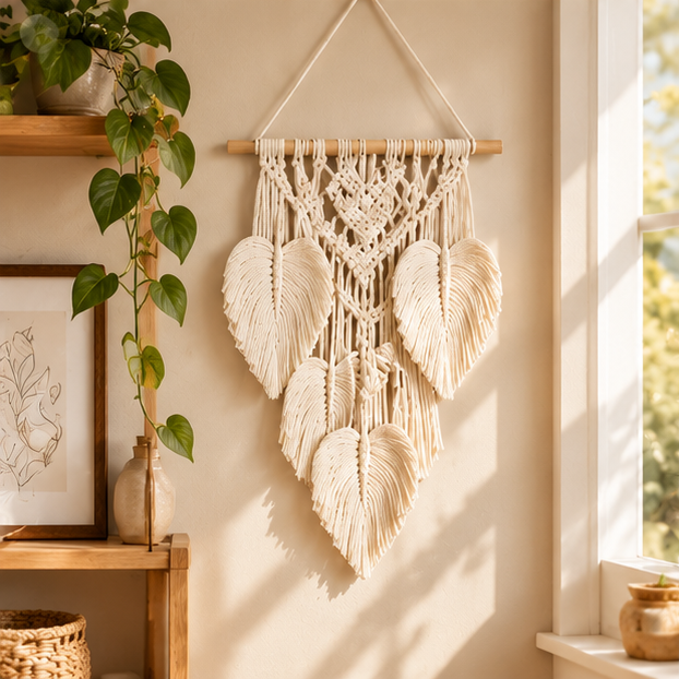 Boho Macrame Leaf Wall Hanging