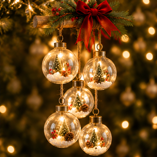 Christmas Glass Ball Hanging Light Decor